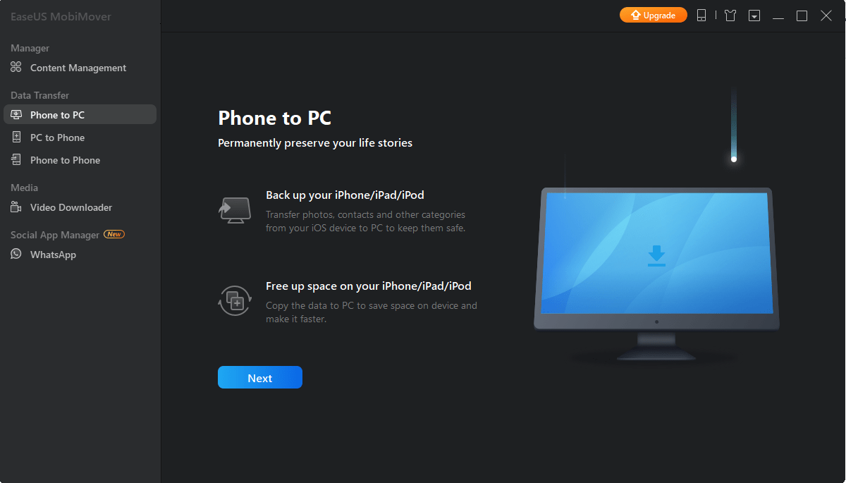 EaseUS MobiMover Free: iPhone Data Transfer and Video Downloader