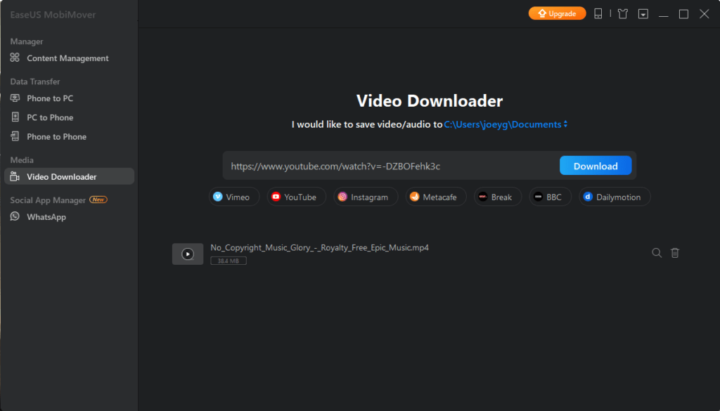 easeus mobimover video downloader